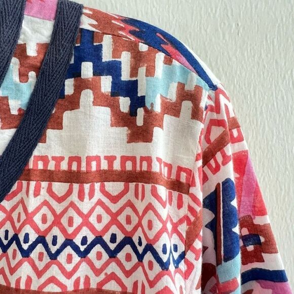 Roberta Roller Rabbit Aztec Multicolored Print Tunic Blouse Top Women’s Large - Picture 3 of 9